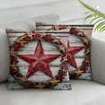 thumbnail image 3 of BANET Western Texas Star Throw Pillow Covers Set of 2, Pillow Covers,Retro Decorative Pillow Covers, Wooden Plank Decorative Square Pillow Cases 12x12in, 3 of 7