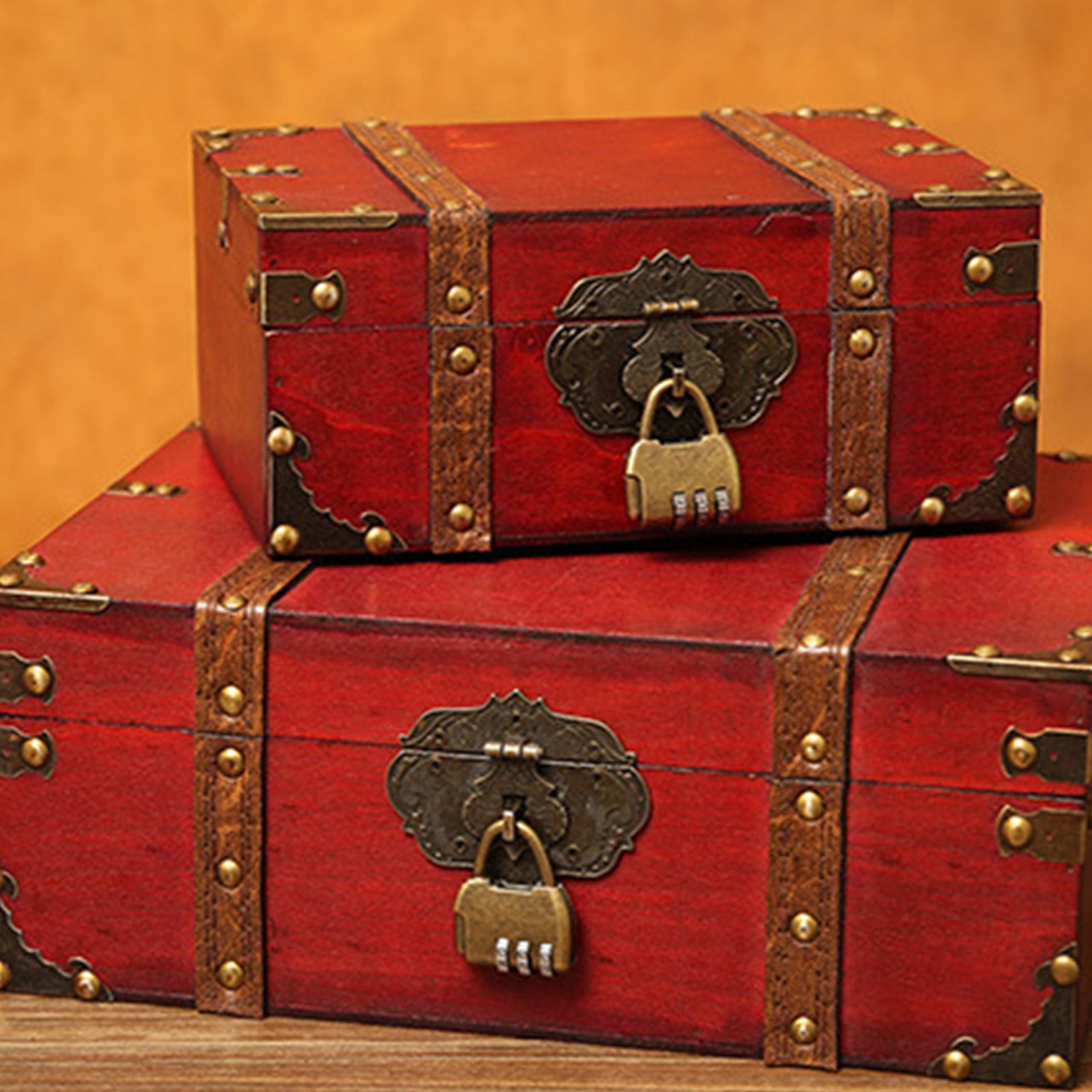 Multipurpose Wooden Storage Box with Retro Hardware for Organizing Cards Photos Jewelry and Collectibles