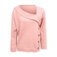 thumbnail image 5 of Comdrip Women's Asymmetrical Off Shoulder Knit Sweater Long Sleeve Loose Fit Wrap Fall Pullover with Side Buttons Pink XXL, 5 of 6