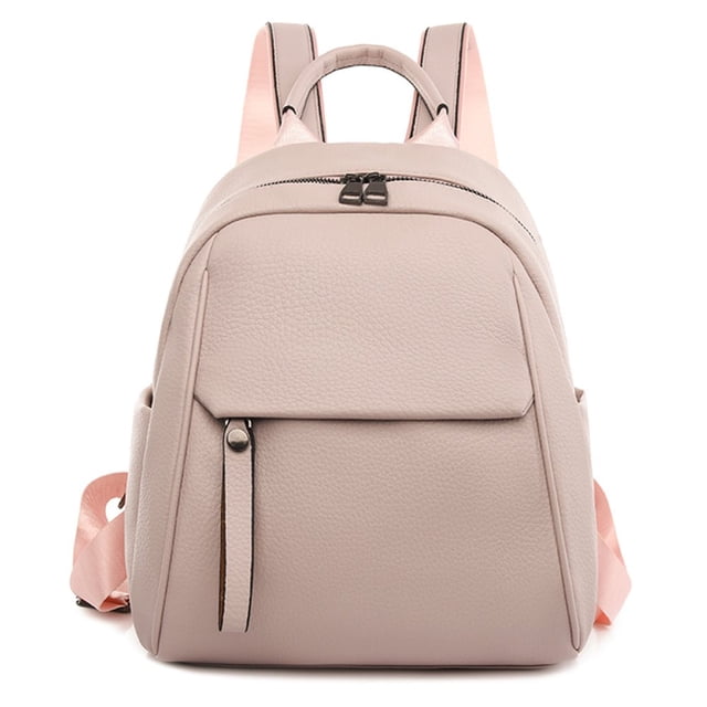 Women Backpack Large Capacity Fashion PU Leather Student Backpack (L Pink)