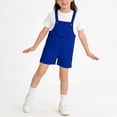 thumbnail image 6 of QATAINLAV Kids Bib jumpsuits Summer Casual Loose Fit Spaghetti Strap Shorts Overall Rompers Solid Color Shortalls with Pockets, Blue, 12-13 Years, 6 of 8