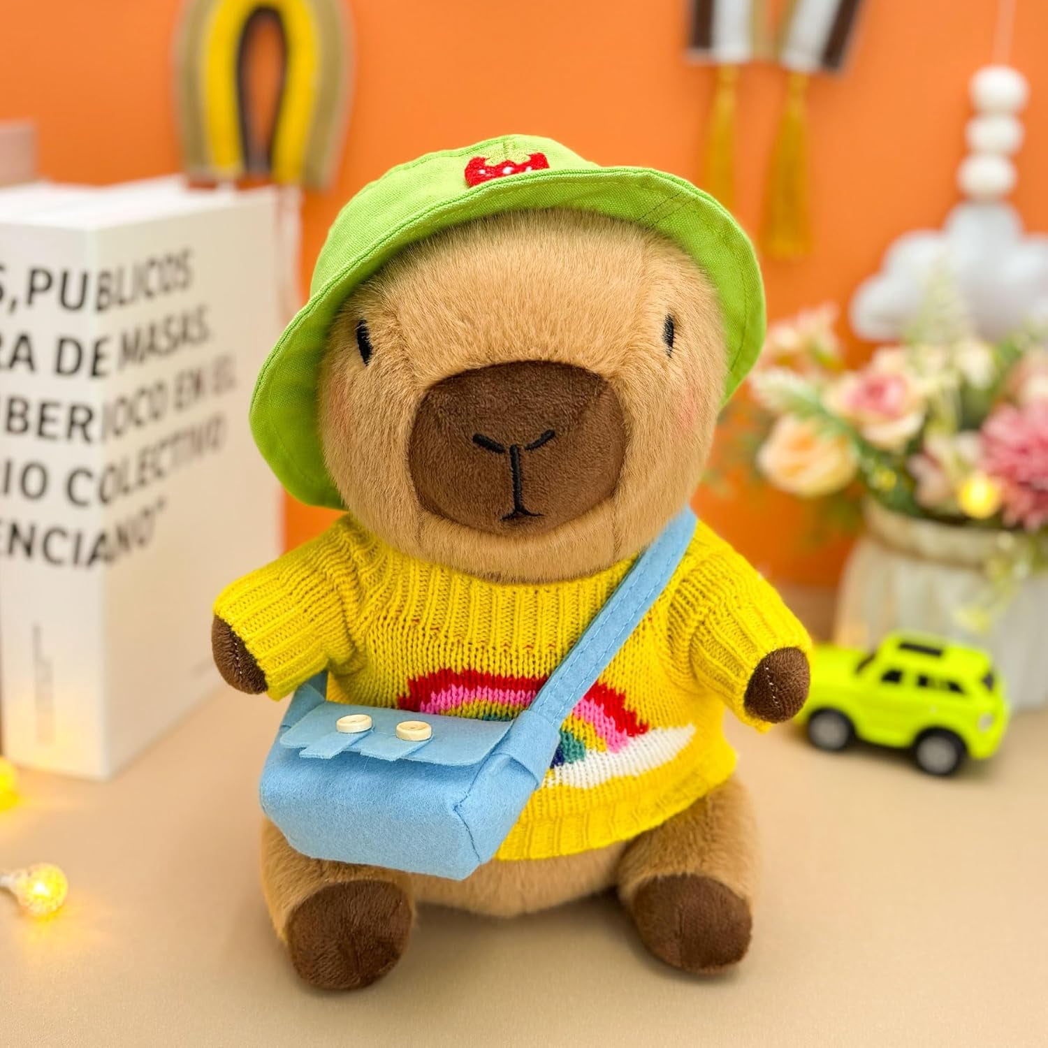 Capybara Plush with 9 pcs Clothes & Accessories, 10.2 in Cute Capybara Stuffed Animal Plush Toys, Dress Up Cute Plushies for Girls/Boys