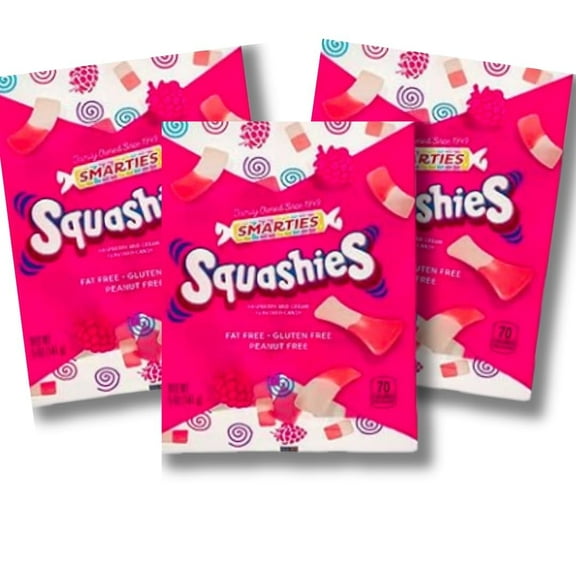 Smarties Squashies Candies - Raspberry and Cream Flavored Marshmallow/Foam Gummies - Pack of 3 by Lyza's Sweets & Treats