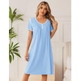 thumbnail image 5 of Ekouaer Cotton Nightgowns for Women Short Sleeve Night Gown V Neck Sleep Shirt Button Nightshirt Soft House Dress, 5 of 6