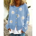 thumbnail image 2 of REDHOTYPE New Ladies Printed Sweater Small Autumn Chrysanthemum Embroidered Knit Long Sleeve Button Cardigan Jacket, 2 of 4