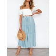 thumbnail image 2 of MOSHU High Waist Midi Skirt for Women A-Line Pleated Skirts with Pockets Flowy Dresses, 2 of 7