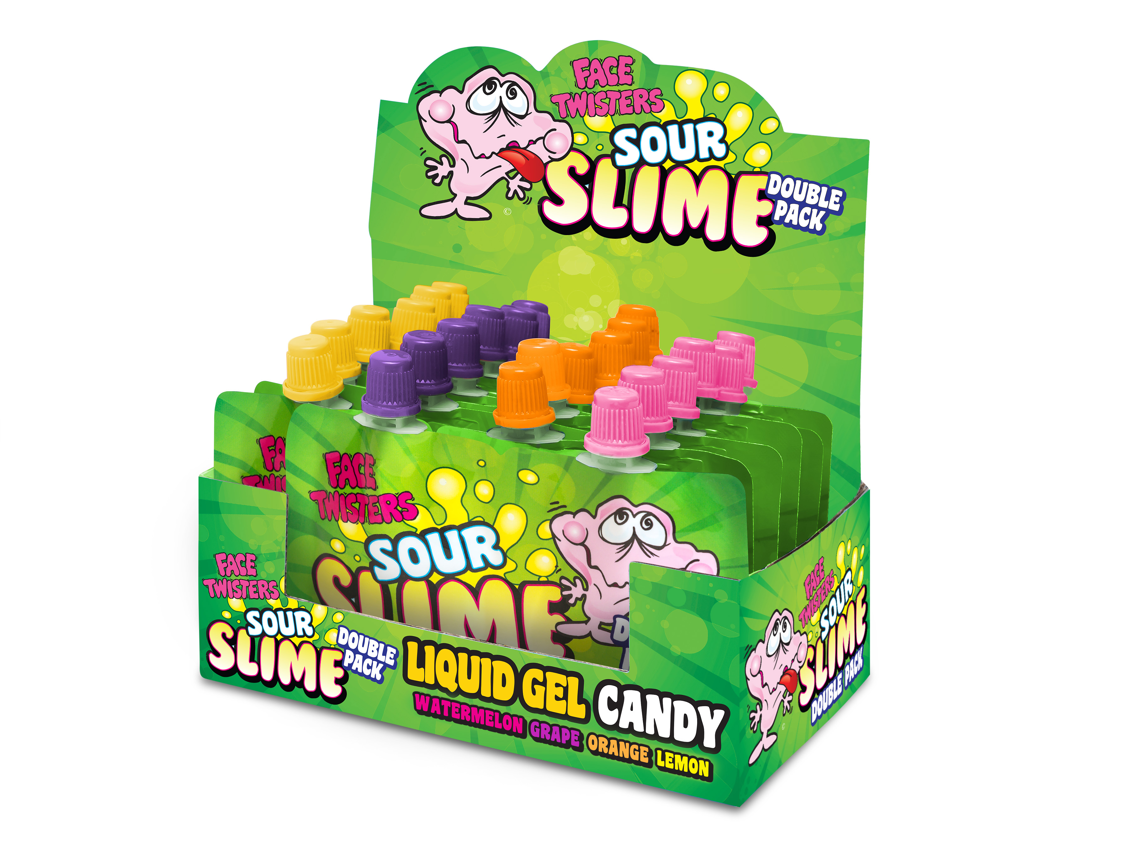 Face Twisters Stretchy Scented Sour Slime, Multicolor, 18 Count (2 Pack)