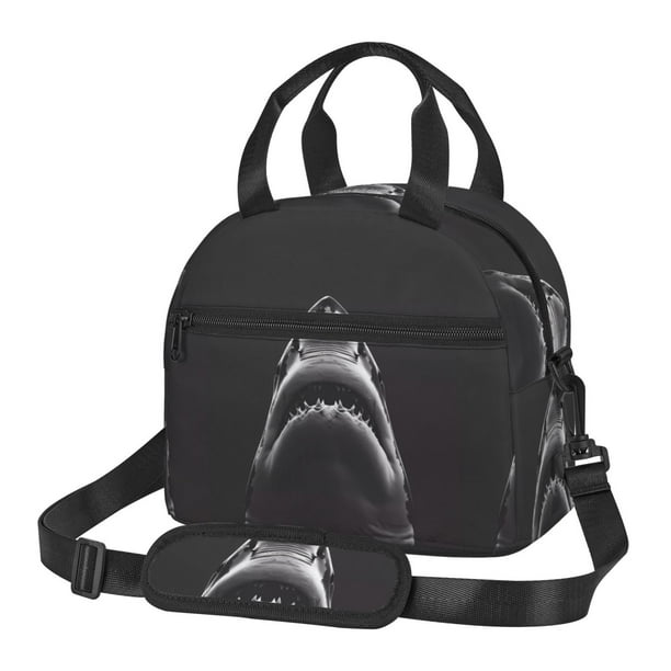 Disketp Black And White Shark Lonchera Térmica para Mujer y Hombre, Bolsa de Almuerzo Reutilizable e Impermeable para Trabajo, Viajes y Picnic