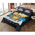 thumbnail image 4 of Ambesonne Emoji Fitted & Top Sheet Set with Shams, Aviation Smiling Funny Face, Dark Indigo Mustard Blue, 4 of 5