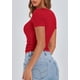 thumbnail image 2 of Remera PRETTYGARDEN Ajustada de Canalé con Cuello Henley y Botones Roja Talle L, 2 of 8