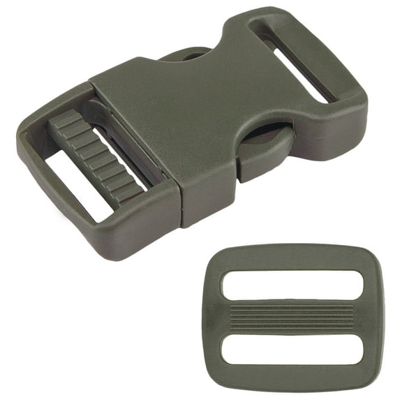 10 - Country Brook Design® 1 inch Foliage Green Flat Side Release Buckle & Triglide Set