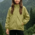 thumbnail image 2 of FAVIPT Waterproof Jacket for Girl Adjustable Drawstring Windproof Hooded Jackets Zip Up Outdoor Coat with Zipper Pockets Green,7-8 Years, 2 of 7