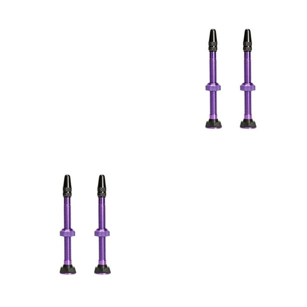 Yuarrent Paquete de 2 Vástago sin cámara Exquisito Núcleo de rueda Aleación de aluminio Pieza reemplazada Accesorios de ciclismo Boquilla de Violeta 2Conjunto