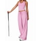 thumbnail image 3 of Pantalones Deportivos Casuales Holgados de Pierna para Mujer, Rectos, de Tiro Bajo, con Bolsillos con Cordón Elástico Rosa L, 3 of 8