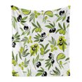 thumbnail image 1 of Botanical Soft Flannel Fleece Throw Blanket, Demonstration of Fresh Olive Branches in Abstract Concept, Cozy Plush for Indoor and Outdoor Use, 50" x 60", Green White and Charcoal Grey, by Ambesonne, 1 of 5