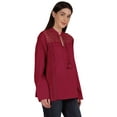 thumbnail image 2 of Moomaya Womens Mandarin Collar Tunic Full Sleeve Summer Plain Cotton Top, 2 of 7