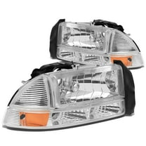 DNA Motoring  For 97-04 Dodge Dakota Durango Chrome Amber Corner Headlight Bumper Parking Lamps