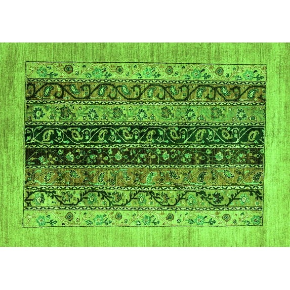 Ahgly Company Indoor Rectangle Oriental Green Modern Area Rugs, 3' x 5'