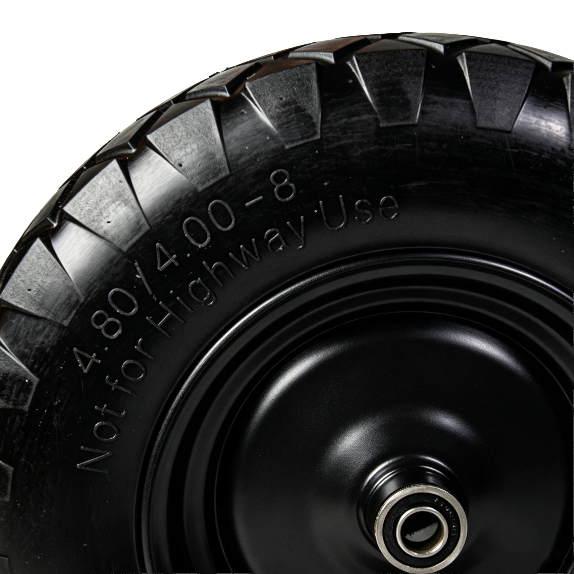 4.80/4.00-8 Flat-Free Solid Wheelbarrow Tire and Wheel, 16" Solid Tire with 5/8" & 3/4" Bearings, 3" Hub for Hand Truck, Garden Cart, Trailer, Trolley, Wagon (Set of 2)