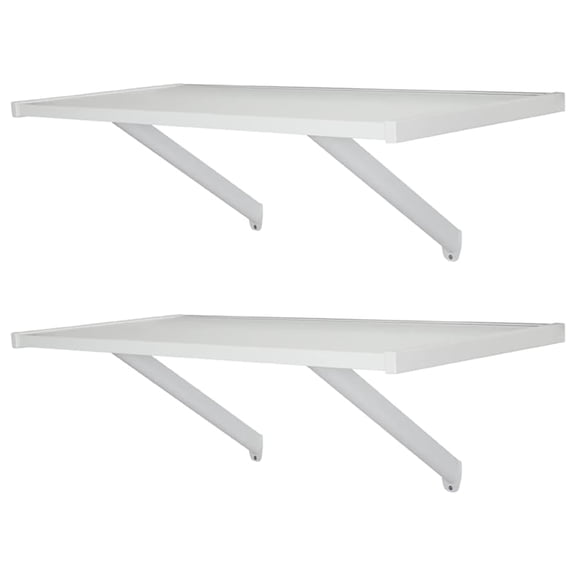 Rubbermaid 32 Inch Premium Wood Wall Mounted Shelves Kit, 2 Tier Storage, White