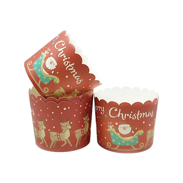 Caissettes à Cupcakes Mini, Tasses de Cuisson de Noël, Lot de 50