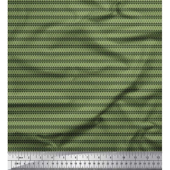 Soimoi Cotton Duck Fabric Stripe & Geometric Scale Shirting Print Fabric by The Yard 42 Inch Wide