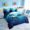 thumbnail image 2 of Manfei Underwater Manatee Bedding Comforter Set for Kids Boys and Girls, Ocean Animal Queen Bedding Sets, Navy Reversible 7 Pieces, 2 of 6