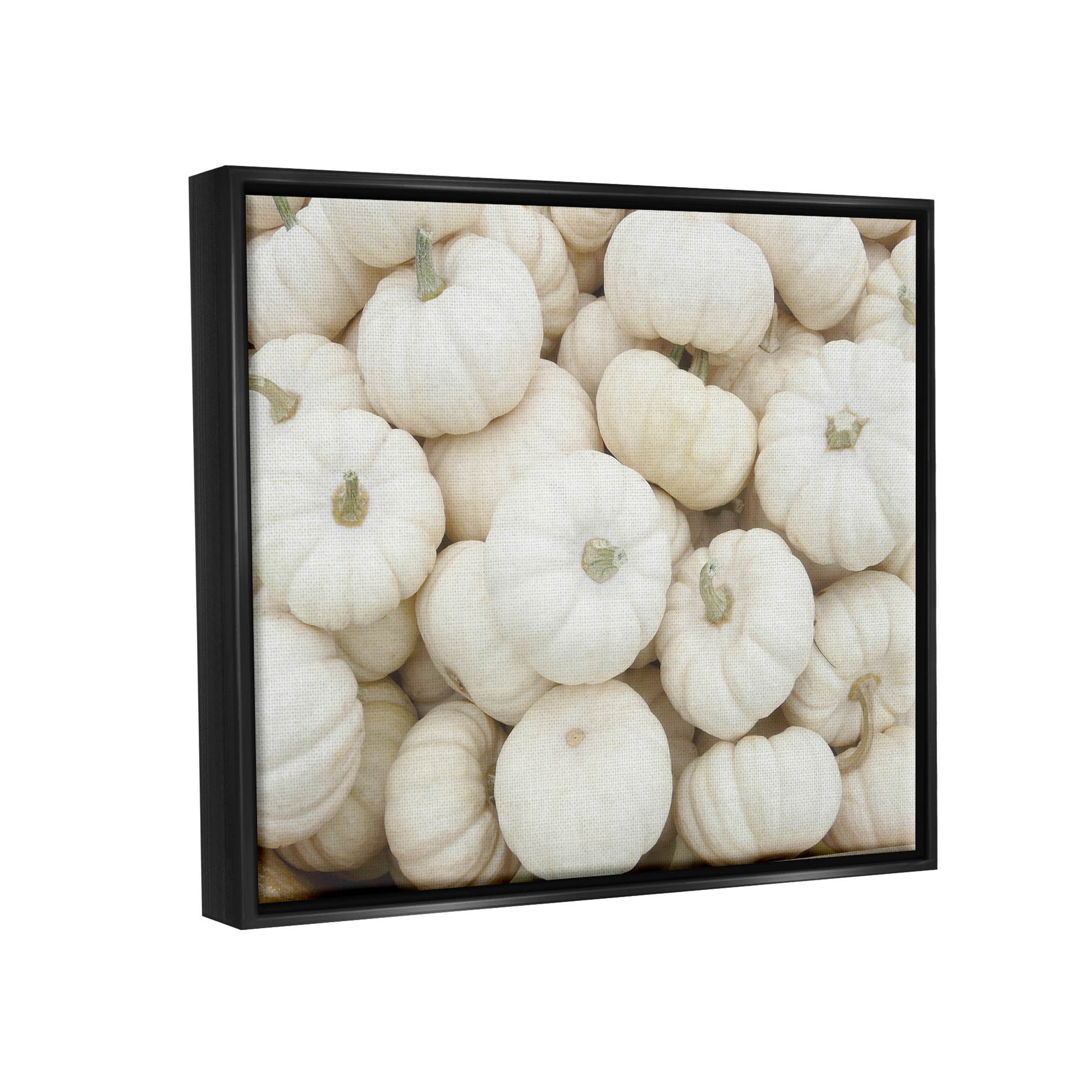 Stupell Industries Autumnal White Pumpkins Photograph Jet Black Floating Framed Canvas Print Wall Art, Design by Lil' Rue