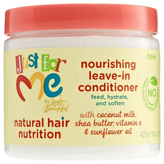 Just For Me Natural Hair Milk Nourishing Leave-In Conditioner - For Curly, Coily & Relaxed Hair. Contains Coconut Milk, Shea Butter & Sunflower Oil, 15 Oz.