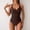 *Brown, variant on ClodeEU Women's Modest Quick Dry Halter Neck One Piece Swimsuit with Pleated ,V Neck Bathing Suit for Beach Army Green,Womens Plus L