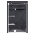thumbnail image 3 of Tcbosik 4-Tier Portable Wardrobe with Cover and Side Pocket, Closet with Hanging Rod and Storage Shelves, Clothes Rack Organizer for Bedroom, Gray, 3 of 8