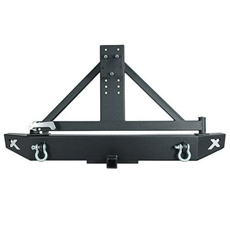 Jeep Bumper Tire Carrier - Paramount Restyling 51-0325 Black Rear Rock Crawler Bumper with Tire Carrier (Jeep Wrangler JK)