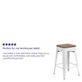 thumbnail image 2 of 4 Pk. 24" High Backless White Metal Counter Height Stool with Square Wood Seat, 2 of 9