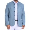 thumbnail image 1 of Inspire Chic Conjunto Chaqueta Casual para Hombre, Blazer de Ante de Cuello Alto, de Un Solo Botón, L Azul, 1 of 6