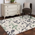 thumbnail image 3 of Green Grey Botanical Area Rugs 4'x6', Washable Small Throw Rugs for Office Bathroom, Rustic Country Spring Floral Summer Leaf Indoor Outdoor Rug Non-Slip Low Pile Carpet Runner Reversible Floor Mats, 3 of 8