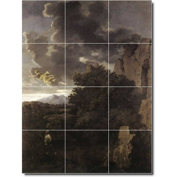 Ceramic Tile Mural-Nicholas Poussin Religious Custom Tile Mural 13. 36" w x 48" h using (12) 12 x 12 ceramic tiles