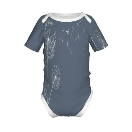 

Junzan White Dandelion Print Short-Sleeve Baby Climbing Clothes Bodysuits for Infant One-Piece for Baby Boys & Girls Baby Clothes Baby Romper with Snap Closure-6 Months