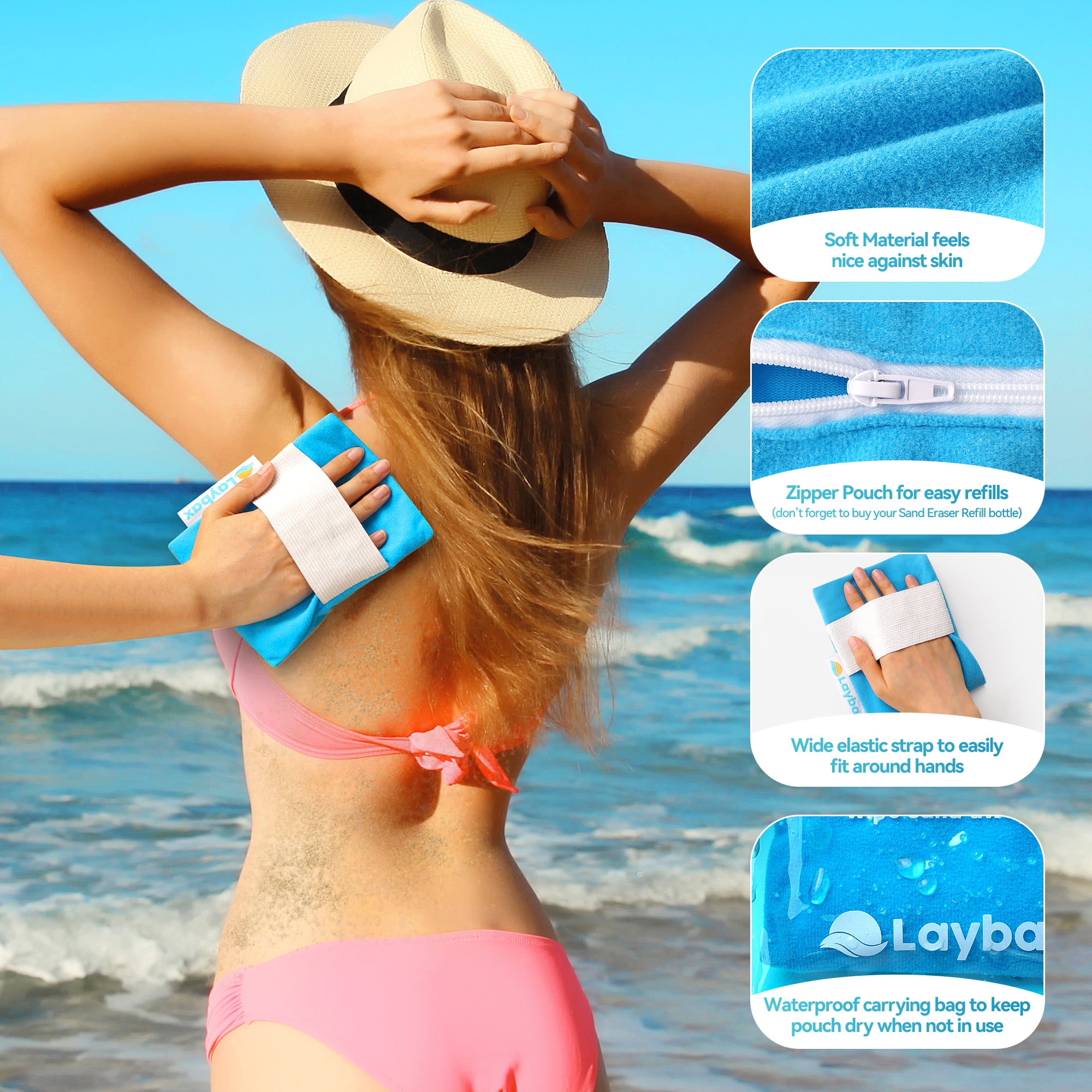 Laybax Sand Eraser - Refillable, Elastic Hand Strap, Large Size