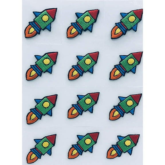 Trimplace Rocket Ship Press-ON Applique- 3/4 inch x 1-1/4 inch - 12 Pieces