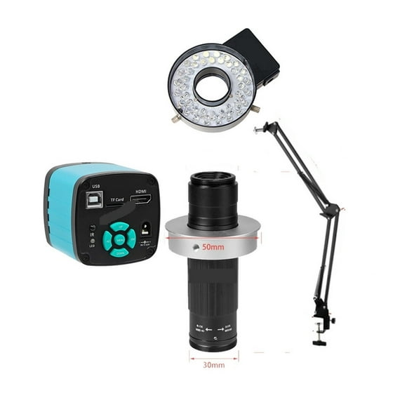 48MP 4K 1080P USB Industrial Video Digital Microscope Camera 1-130X Zoom C Mount Lens Cantilever stand For Repair Soldering ,Powerful telephoto capabilities