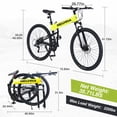 thumbnail image 6 of Meghna 29" Folding Mountain Bike Foldable 21 Speed Double Disc Brakes Aluminum Alloy Frame for Adult Yellow, 6 of 7