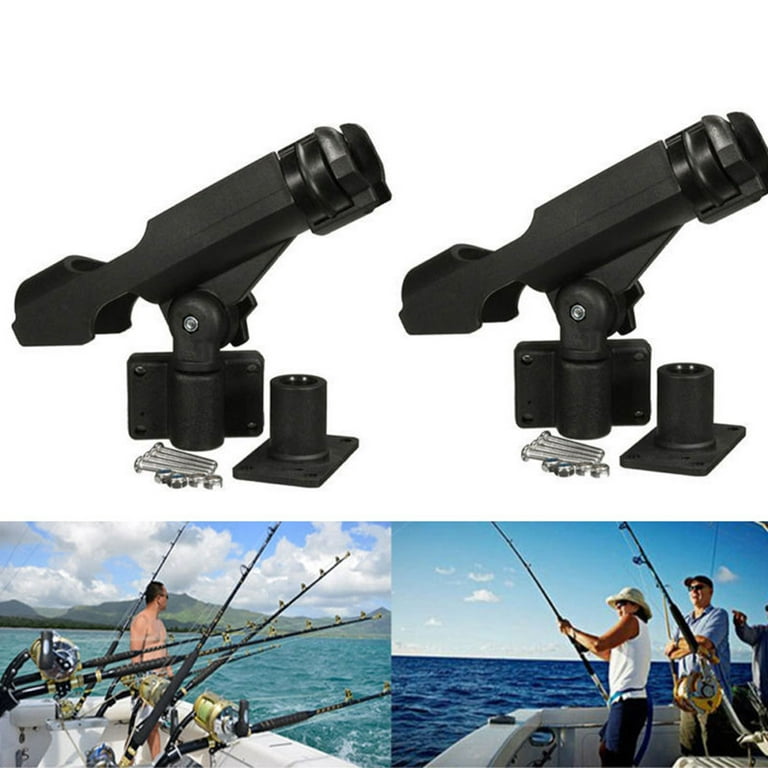 Fishing Boat Rod Holder,Rotatable Plastic Fishing Rod Holder Bracket Boat  Canoeing Rowing Mount,Fishing Rod Winder Holder with Combined  Installation,4PCS ,Black,with Screws 