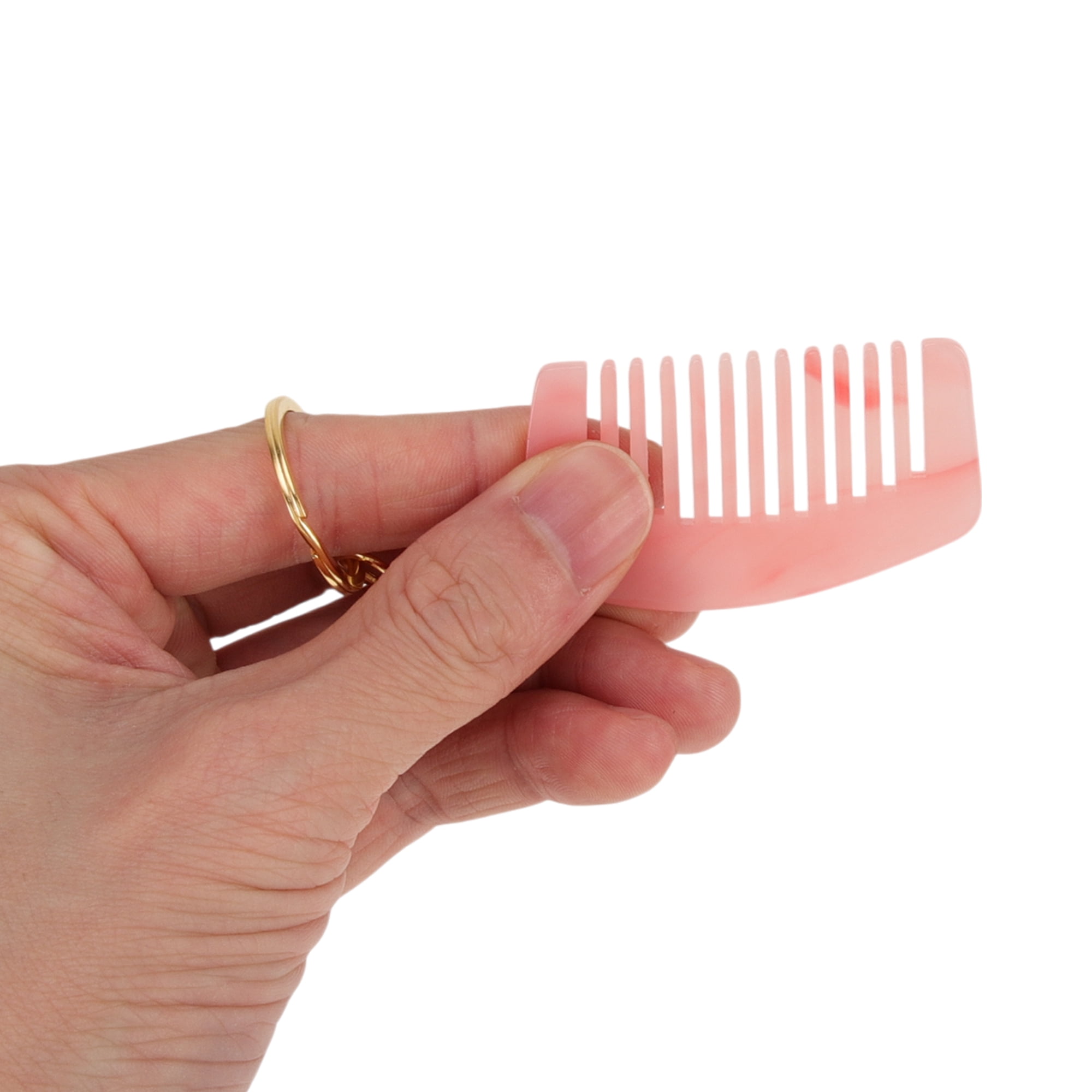 Unique Bargains 1 Pc Portable Mini Keychain Hair Comb for All Hair Types Styles Pink