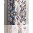 thumbnail image 6 of Boho Ethnic Style Sheer Curtains 84 inches Long 2 Panels Set Retro Floral Texture Tiers Sheers Rod Pocket Small Window Short Curtains for Kitchen Cafe, Each 52" W x 84" L, 6 of 7
