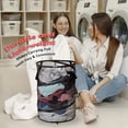 thumbnail image 3 of Pop Up Hamper for Laundry Mesh Collapsible Laundry Basket | Large Clothes Hamper - Black 16"L x 16"W x 24"H, 3 of 6