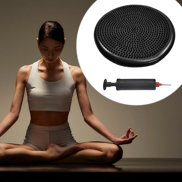 Esterilla de equilibrio con almohadilla plana que mejora la postura al sentarse, la atención y la estabilidad de la esterilla de para gimnasio en Negro