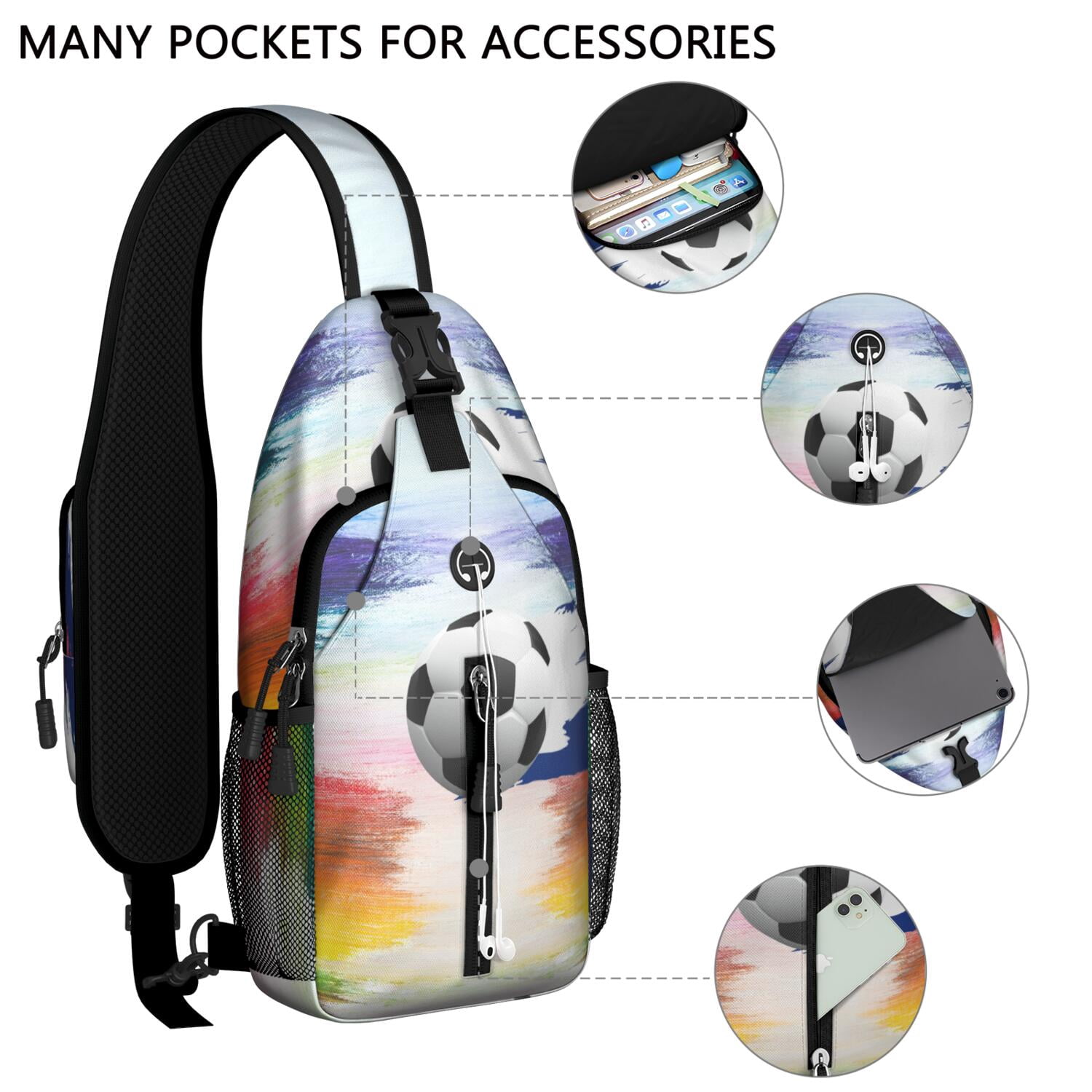 Competition Ready Sports Sling Backpack for Kids and Teens – Water-Resistant Crossbody Shoulder Bag with Secure Zippers, Partitioned Compartments, Large Front Pocket, Perfect for Baseball,