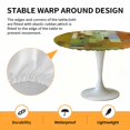 thumbnail image 2 of Elastic Fitted Round Tablecloth, Abstract Yellow Waterproof Stretch Table Cover for 55"-60" Tables, Painting Buildings Geometric Modern Art Washable Outdoor Tablecloths for Patio, Picnic, Camping, 2 of 9