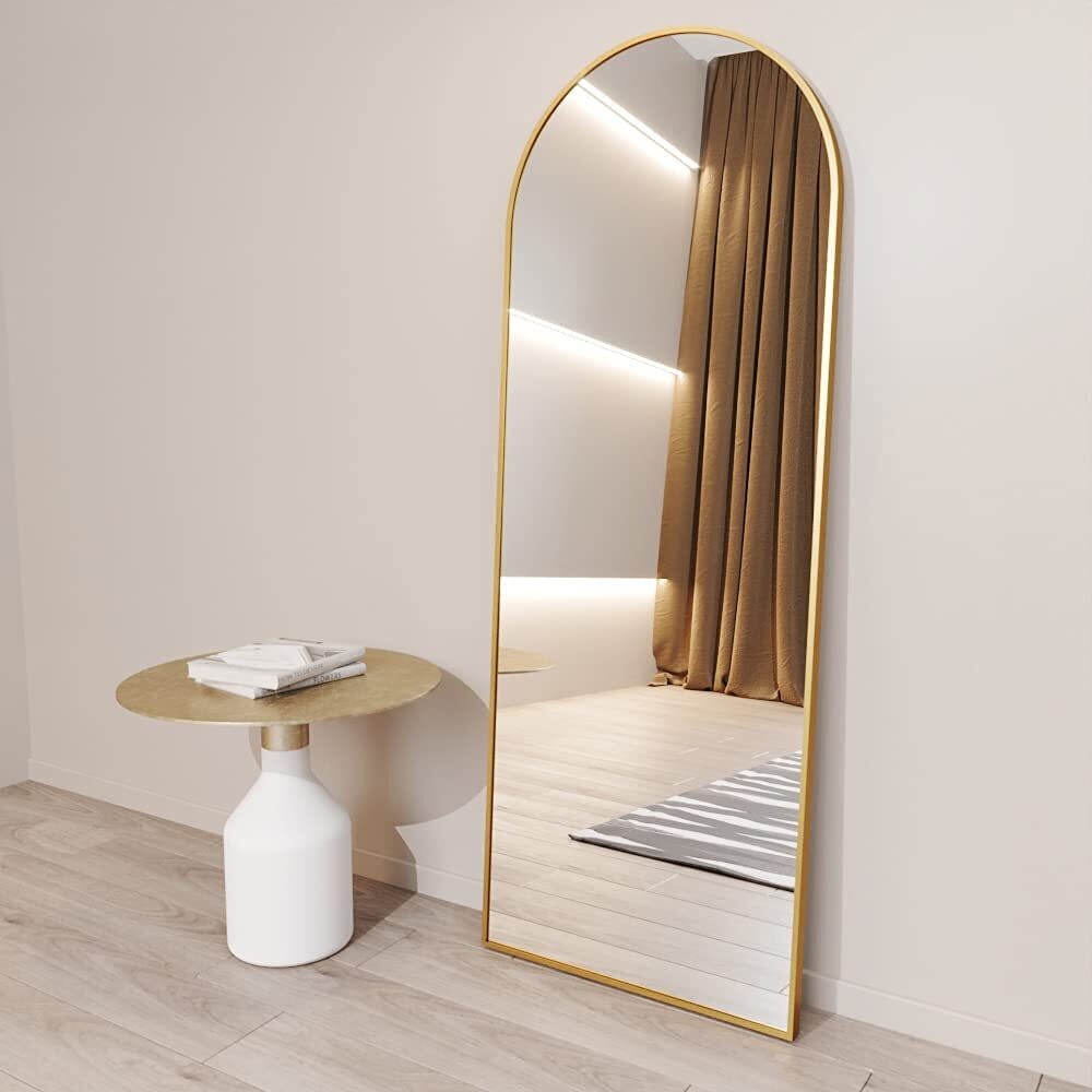BEAUTYPEAK Arched Full Length Floor Mirror 64"x21.1" Full Body Standing Mirror,Gold - image 4 of 14