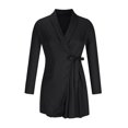 thumbnail image 6 of Efsteb Formal Dresses for Women Evening Party Evening Dress Formal Comfortable Fall Long Sleeve Dresses Temperament Pleated Bandage Blazer Dress V-neck Solid Color Dresses Black XXL, 6 of 8